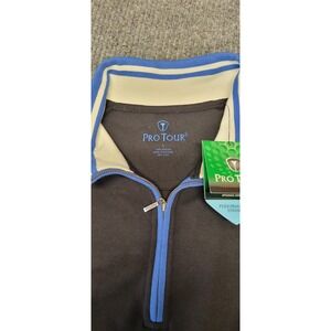 Nwt‎ Mens L Proform Long Sleeve Golf Pull Over Quarter Zip Black And Blue